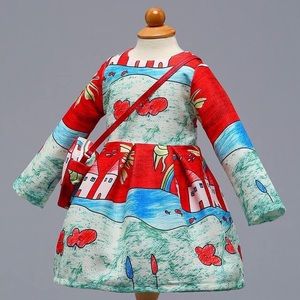 Girls long sleeve dress with purse Easter dress